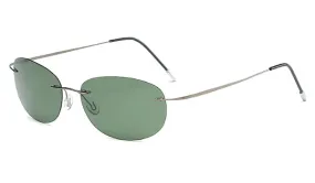 Lightweight Oval Sunglasses for Men in Classy Green