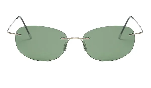 Lightweight Oval Sunglasses for Men in Classy Green