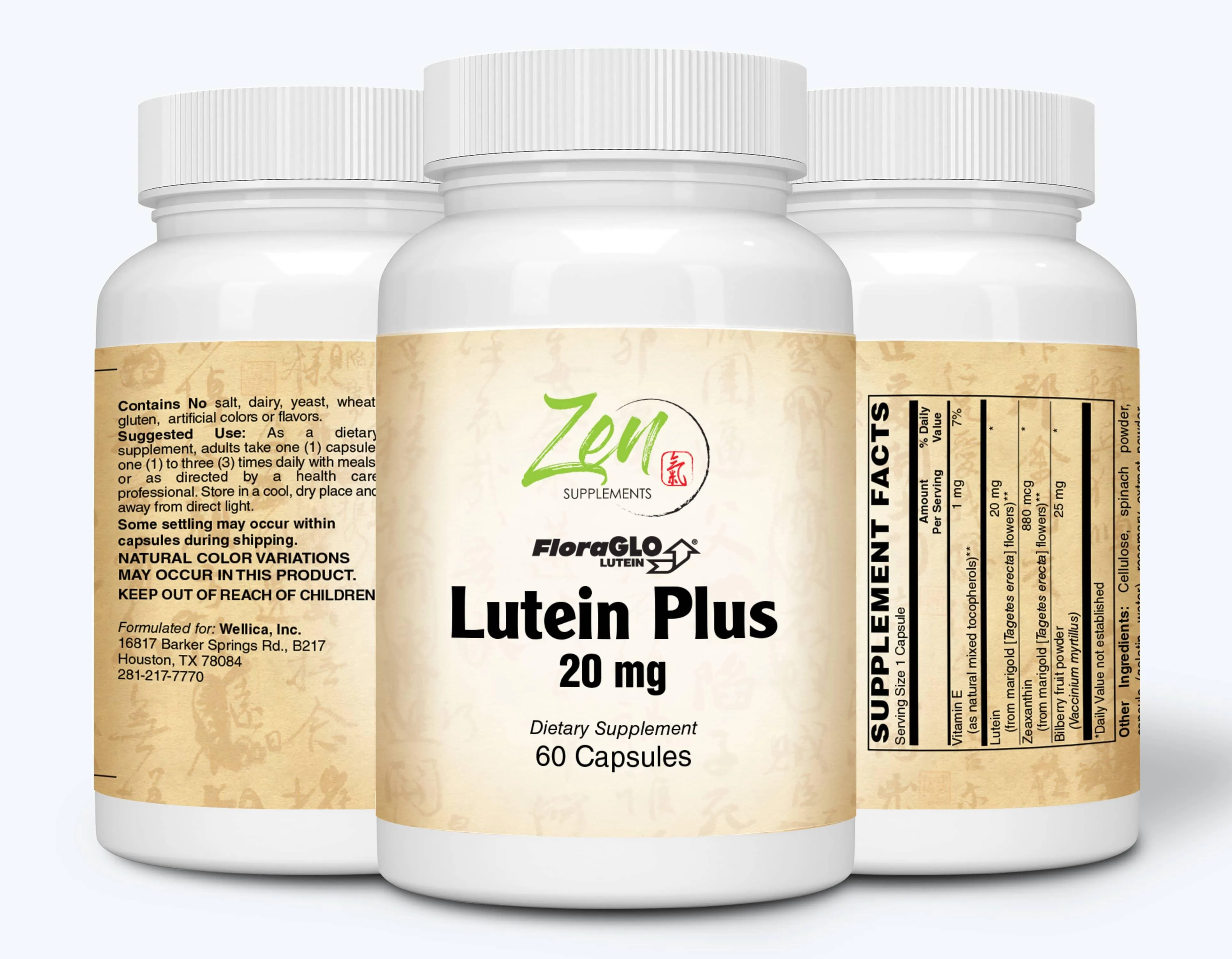 Lutein Plus 20mg - With Bilberry & Zeaxanthin - 60 Caps