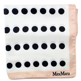 Max Mara Silk Scarf Black White Polka Dots Pink Border - Large Square Scarf SALE
