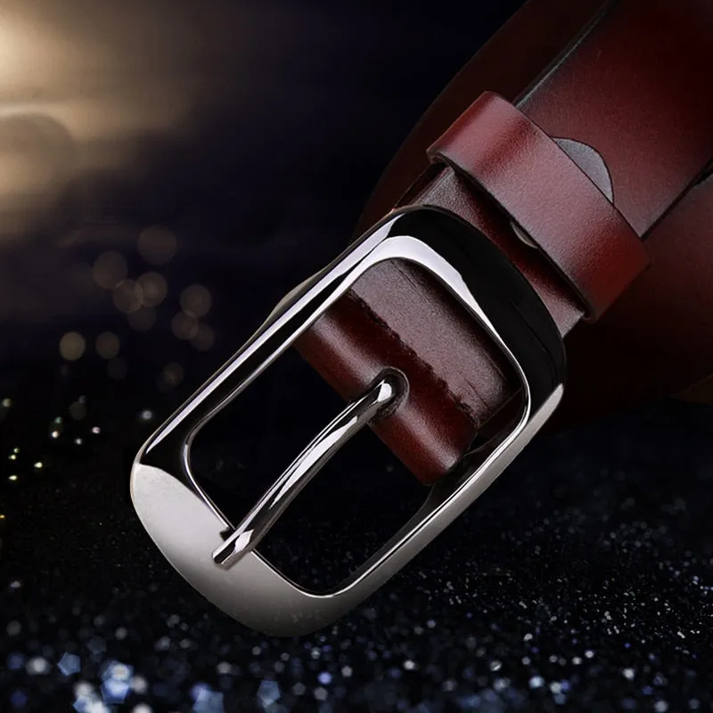 MEDYLA Women's Belt Genuine Leather Fashion Retro Belts High Quality Luxury Brand Ladies Alloy Buckle Casual Jeans Belt