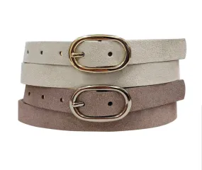 MEIKE ITALIAN SUEDE PERLIZED WITH GOLD BUCKET BELT