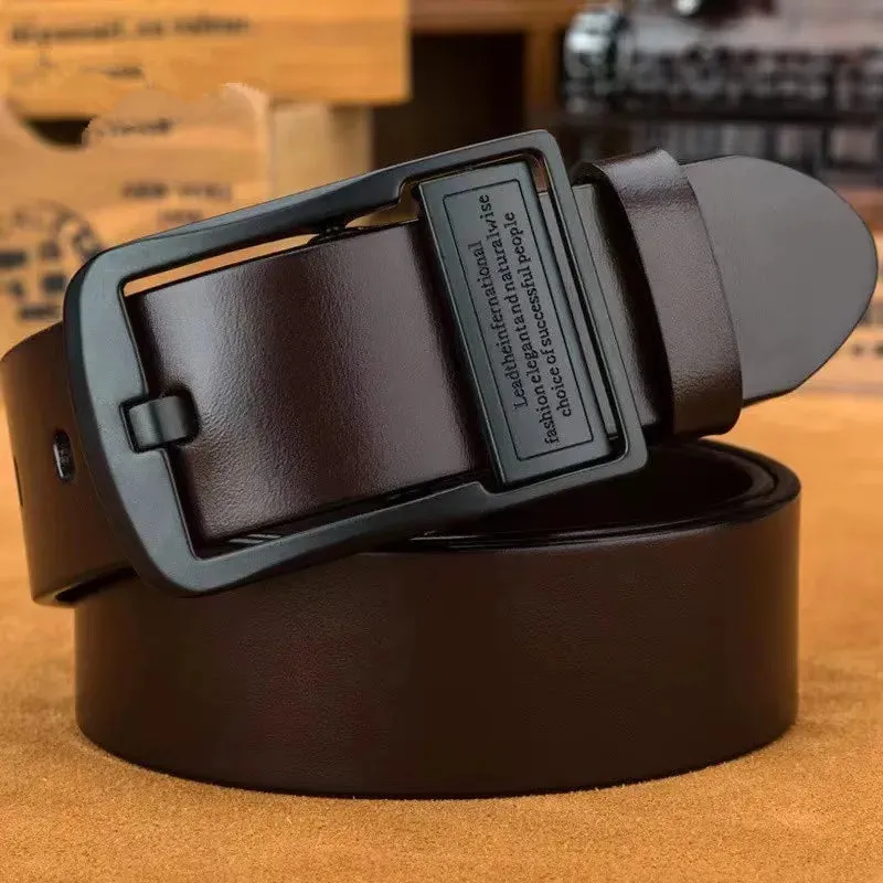 Men's Cowhide Leather Belt - Alloy Pin Buckle Strap