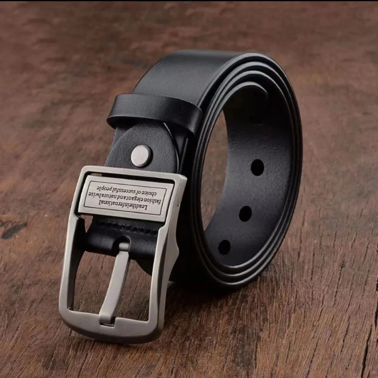 Men's Cowhide Leather Belt - Alloy Pin Buckle Strap