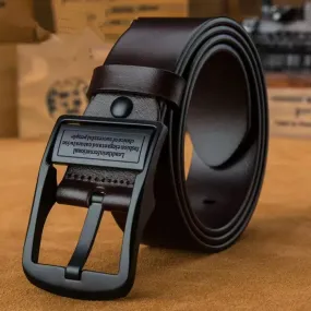 Men's Cowhide Leather Belt - Alloy Pin Buckle Strap