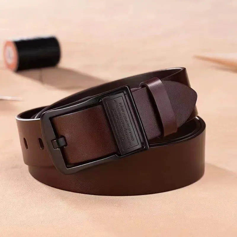 Men's Cowhide Leather Belt - Alloy Pin Buckle Strap