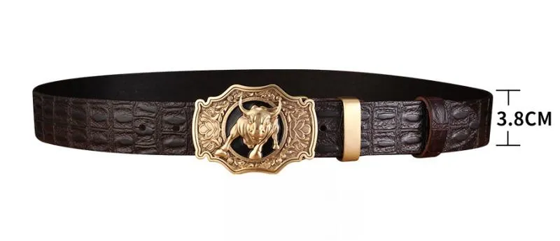 Men's Genuine Leather Belt With Copper Buckle