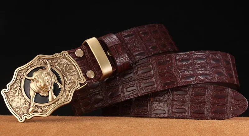 Men's Genuine Leather Belt With Copper Buckle
