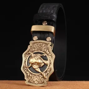 Men's Genuine Leather Belt With Copper Buckle