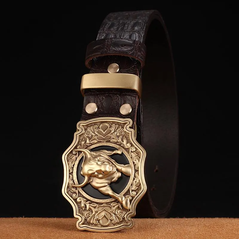 Men's Genuine Leather Belt With Copper Buckle