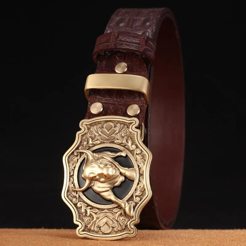 Men's Genuine Leather Belt With Copper Buckle