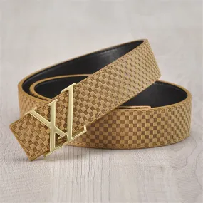 Men's Leather Belt With XZ-Shaped Buckle