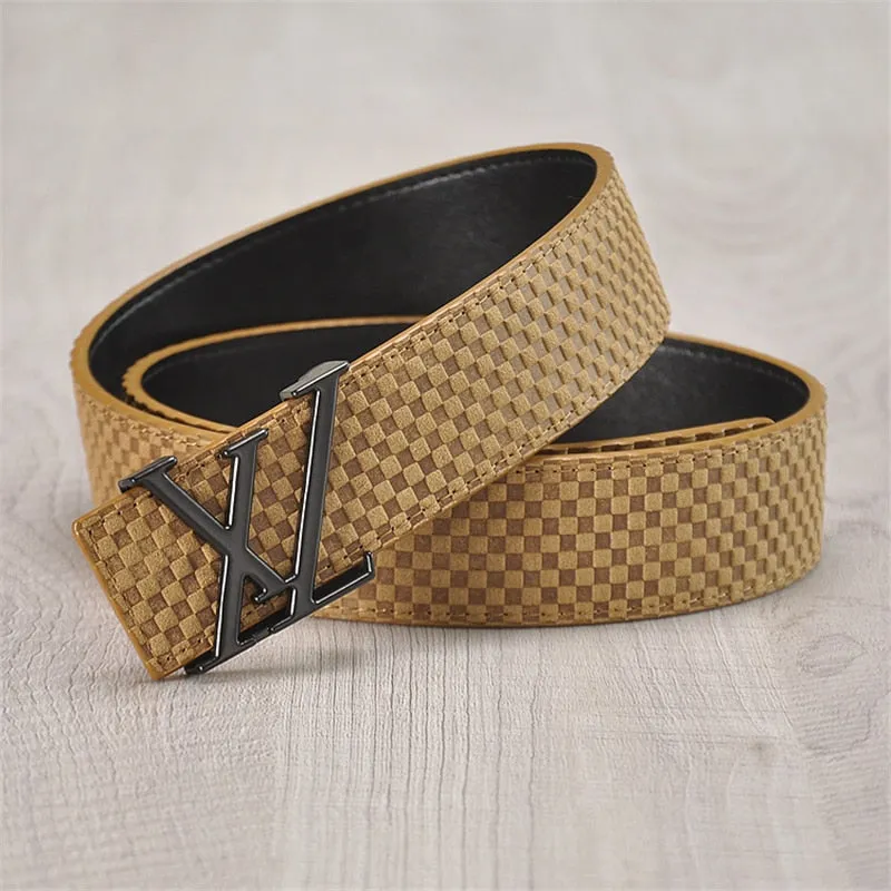 Men's Leather Belt With XZ-Shaped Buckle