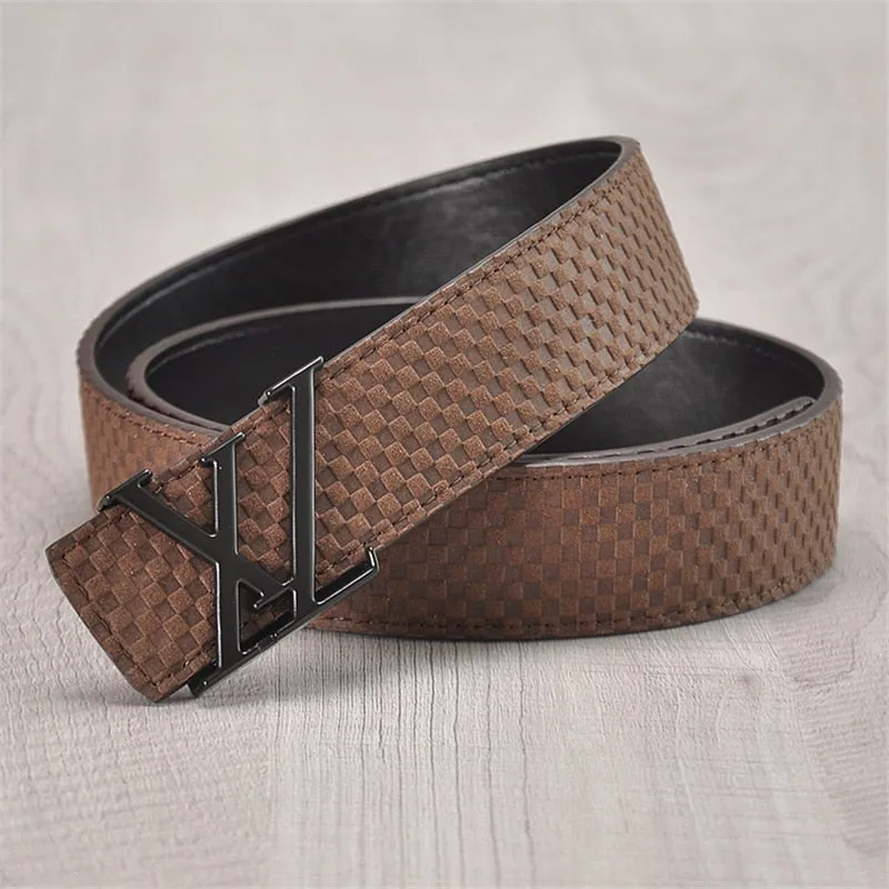 Men's Leather Belt With XZ-Shaped Buckle