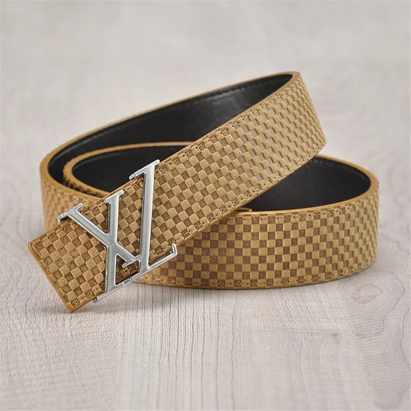 Men's Leather Belt With XZ-Shaped Buckle