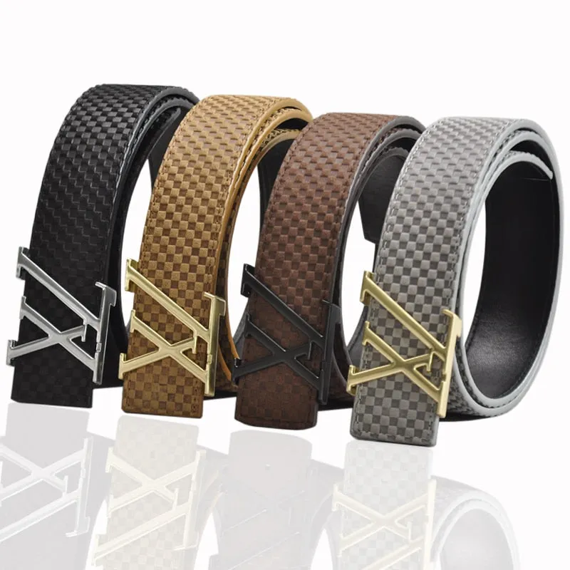 Men's Leather Belt With XZ-Shaped Buckle