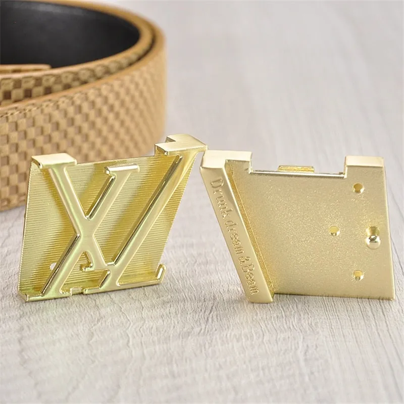 Men's Leather Belt With XZ-Shaped Buckle