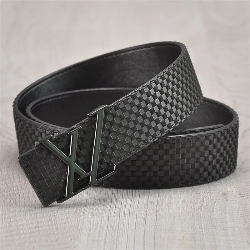 Men's Leather Belt With XZ-Shaped Buckle