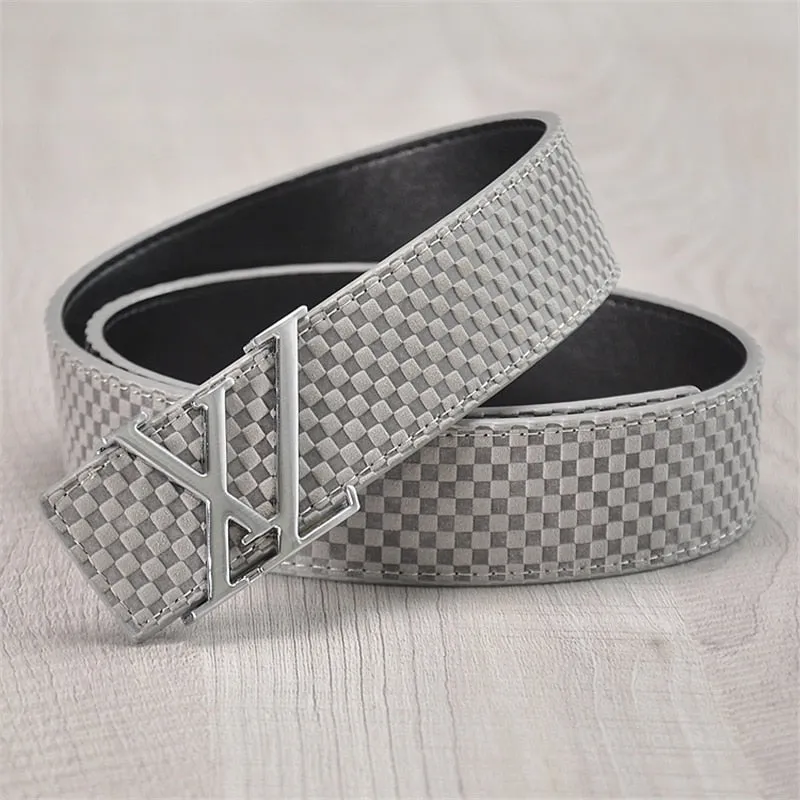 Men's Leather Belt With XZ-Shaped Buckle