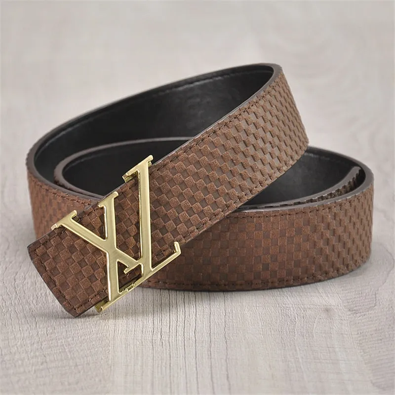 Men's Leather Belt With XZ-Shaped Buckle
