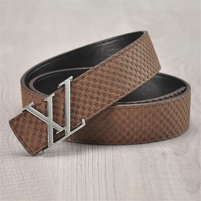 Men's Leather Belt With XZ-Shaped Buckle