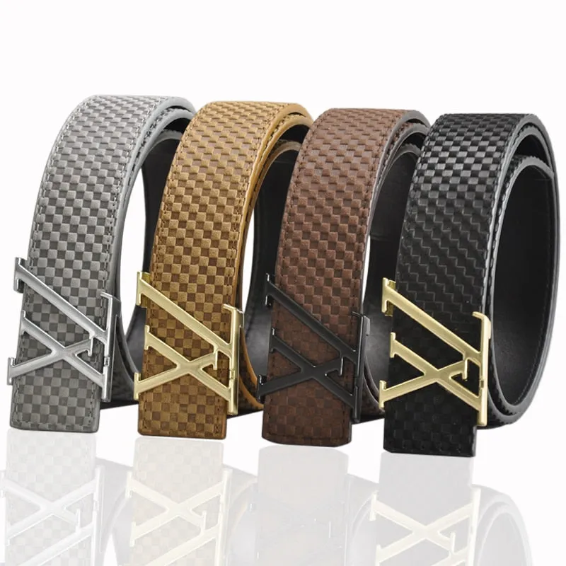 Men's Leather Belt With XZ-Shaped Buckle