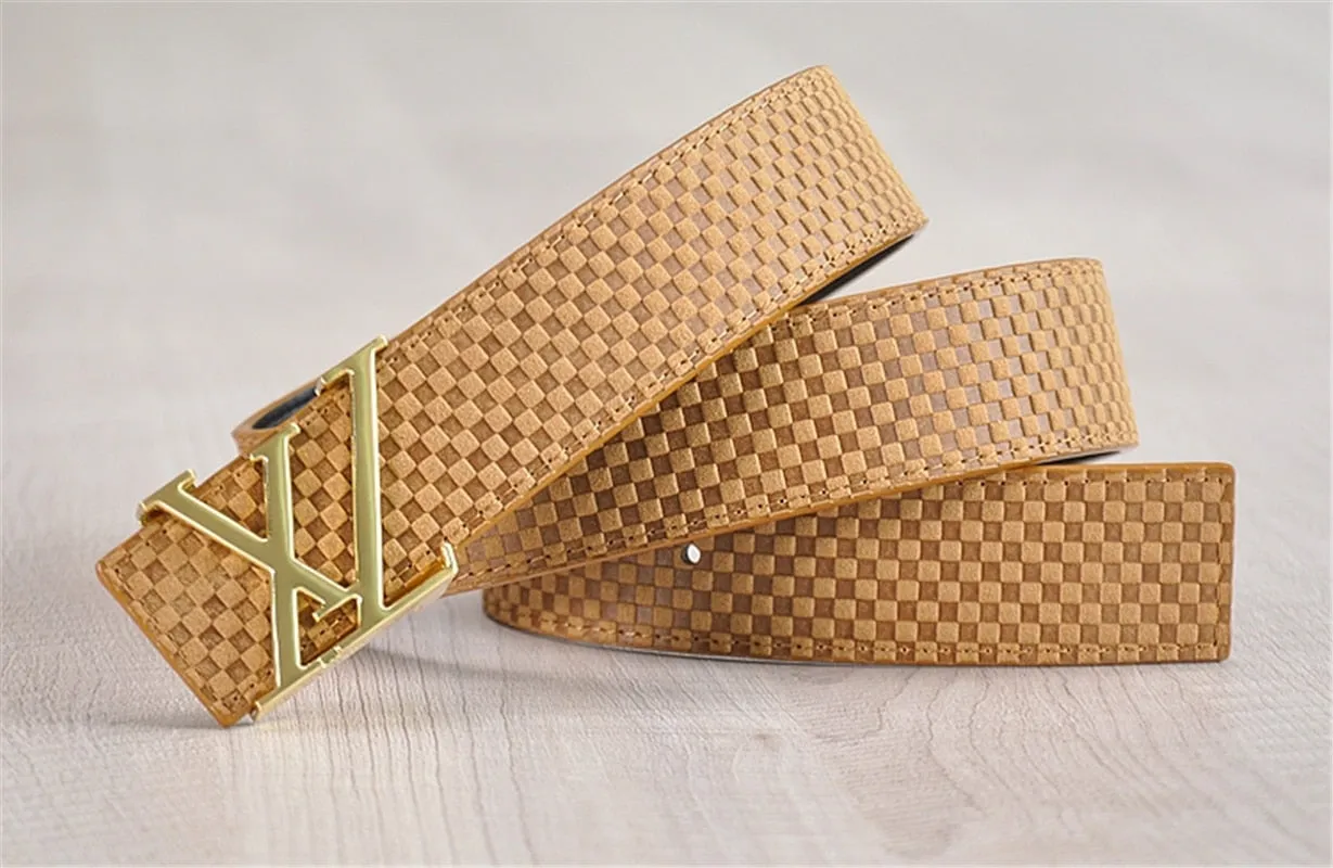 Men's Leather Belt With XZ-Shaped Buckle