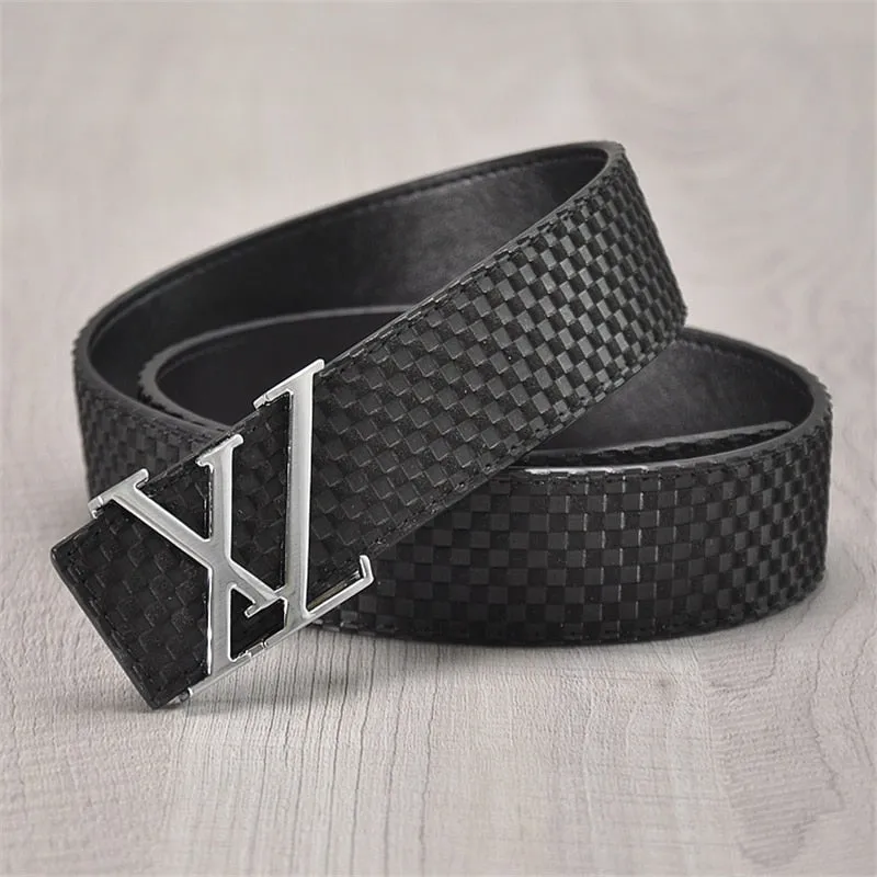 Men's Leather Belt With XZ-Shaped Buckle
