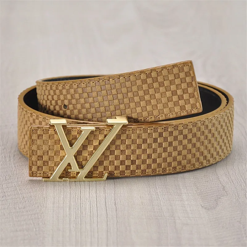 Men's Leather Belt With XZ-Shaped Buckle