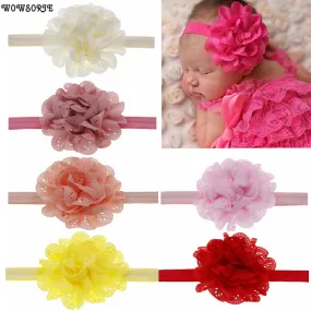 Mesh Baby Headband Fashion-Girls Flower-Elastic Hairband with Rosette