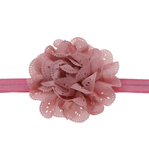Mesh Baby Headband Fashion-Girls Flower-Elastic Hairband with Rosette