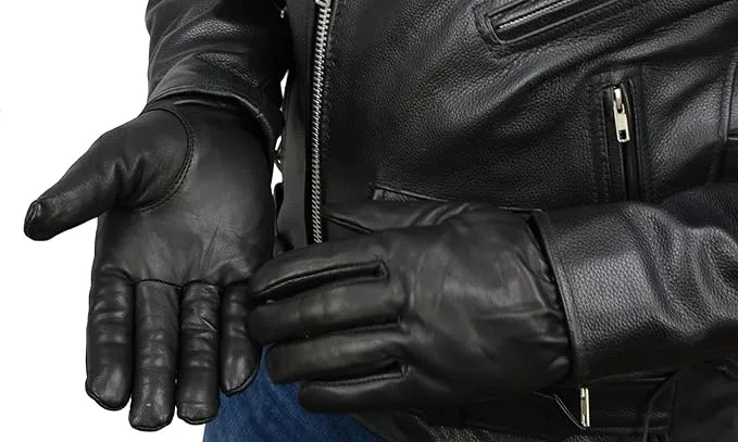 Milwaukee Leather Men's Leather Thermal Lined Gloves with Cinch Wrist - SH734