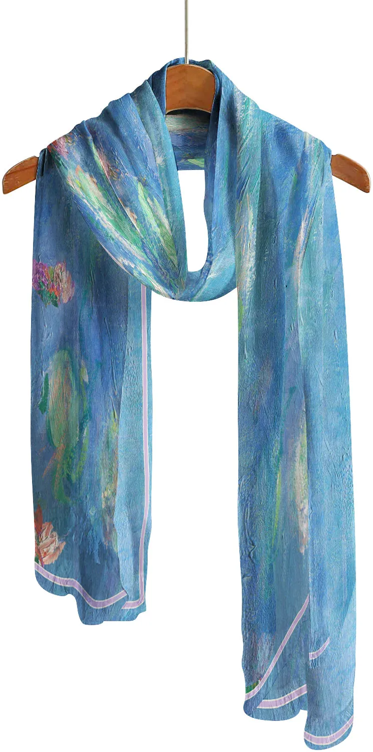 Monet Waterlilies Blue Scarf/Shawl