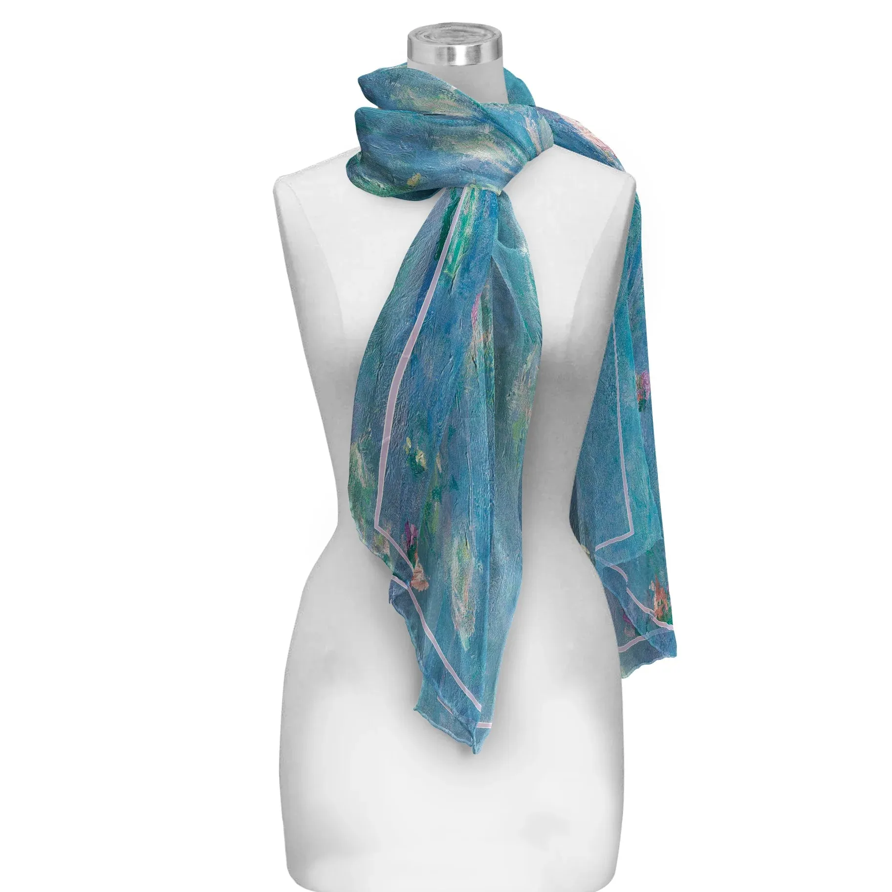 Monet Waterlilies Blue Scarf/Shawl