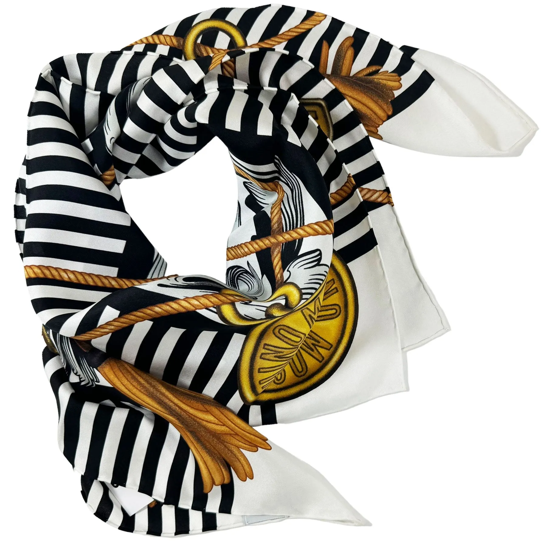 Moschino Scarf Black White Gold - Square Silk Foulard SALE