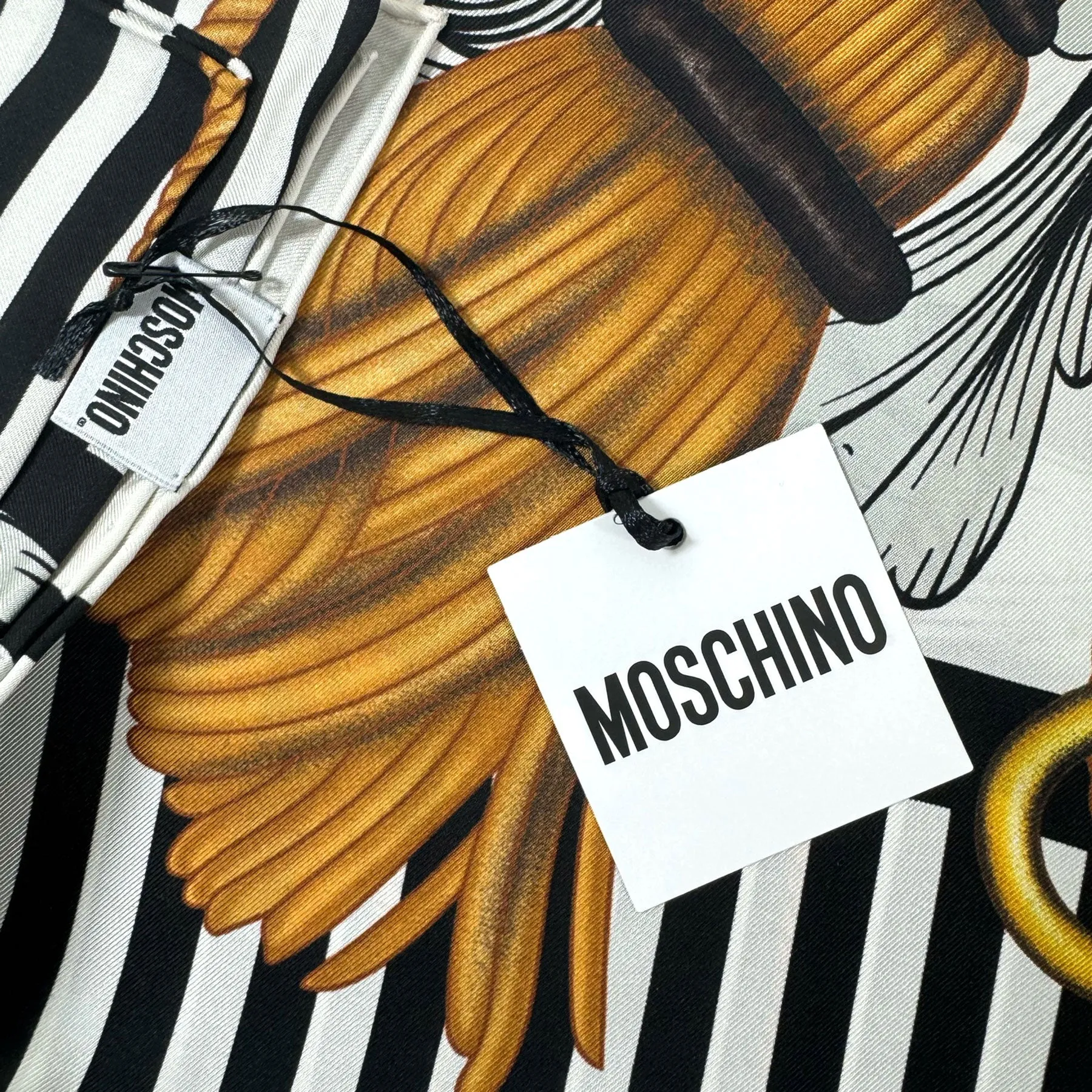 Moschino Scarf Black White Gold - Square Silk Foulard SALE