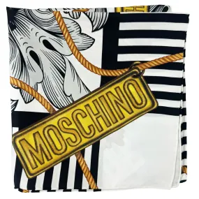 Moschino Scarf Black White Gold - Square Silk Foulard SALE