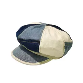 Multicolor Patchwork Denim Newsboy Cap