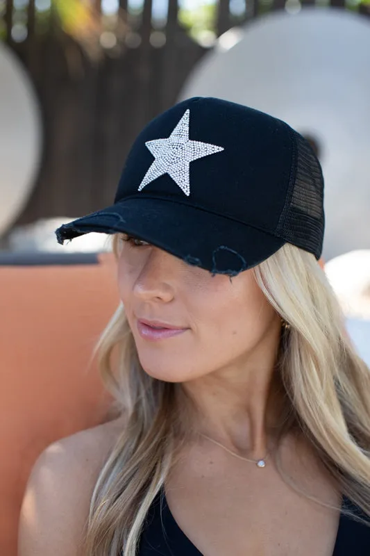 NEW!! Cotton Star Baseball Hat in Black