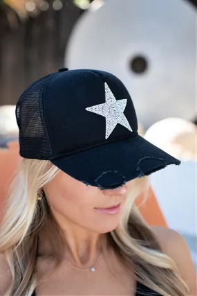 NEW!! Cotton Star Baseball Hat in Black
