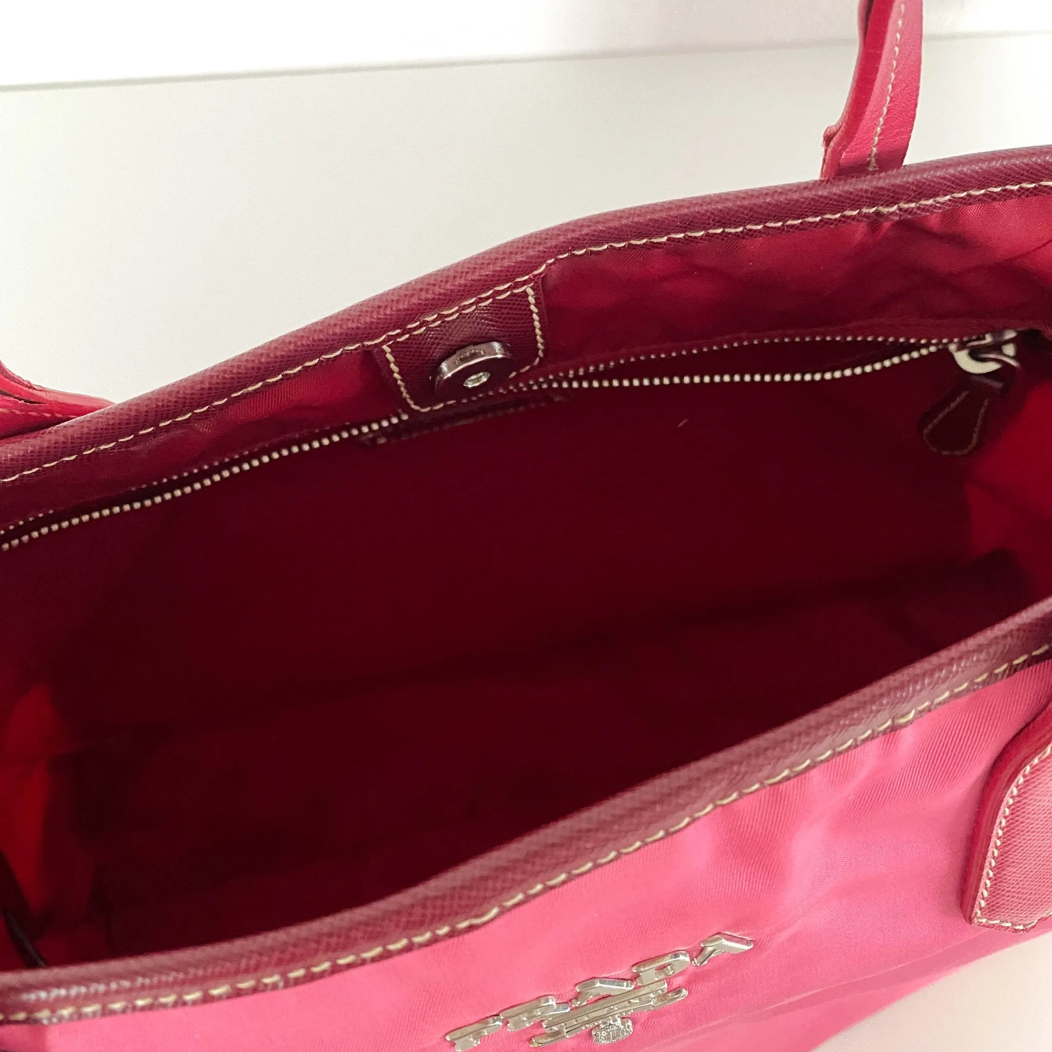 Nylon Pink Tote Bag