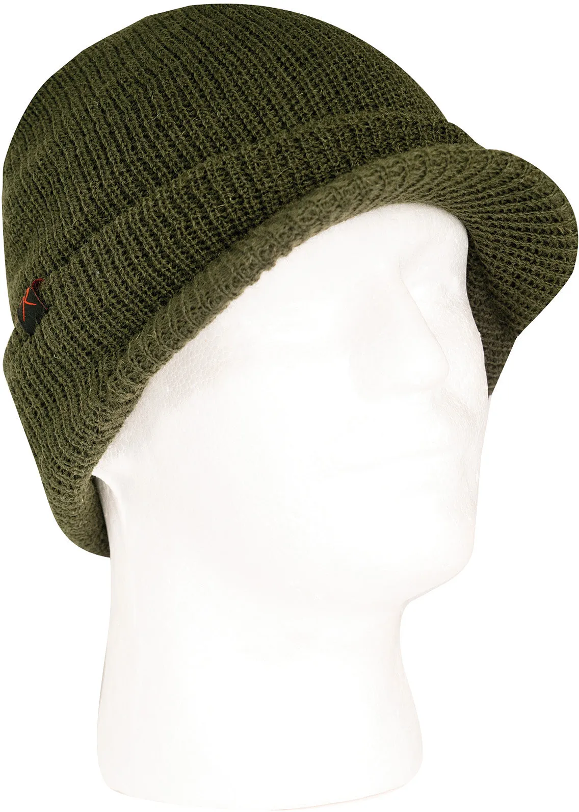 Olive Drab - 100% Wool Double Layered Visor Jeep Watch Cap Warm Beanie with Brim & Rothco Tag