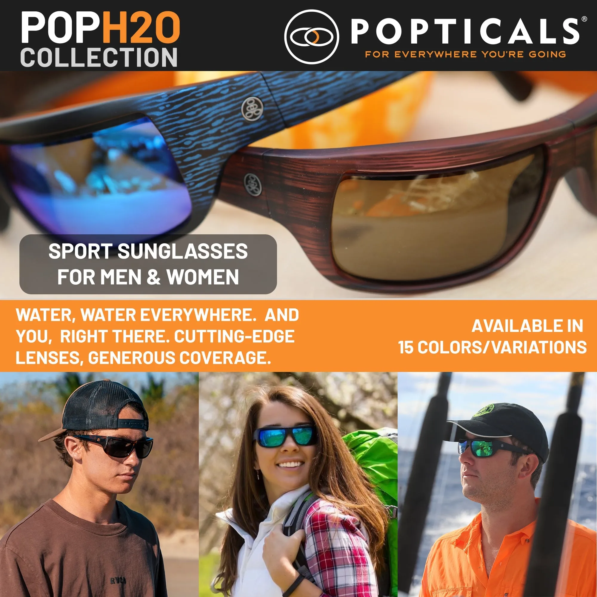 POPH2O | Polarized, Matte Black, Gray Lens