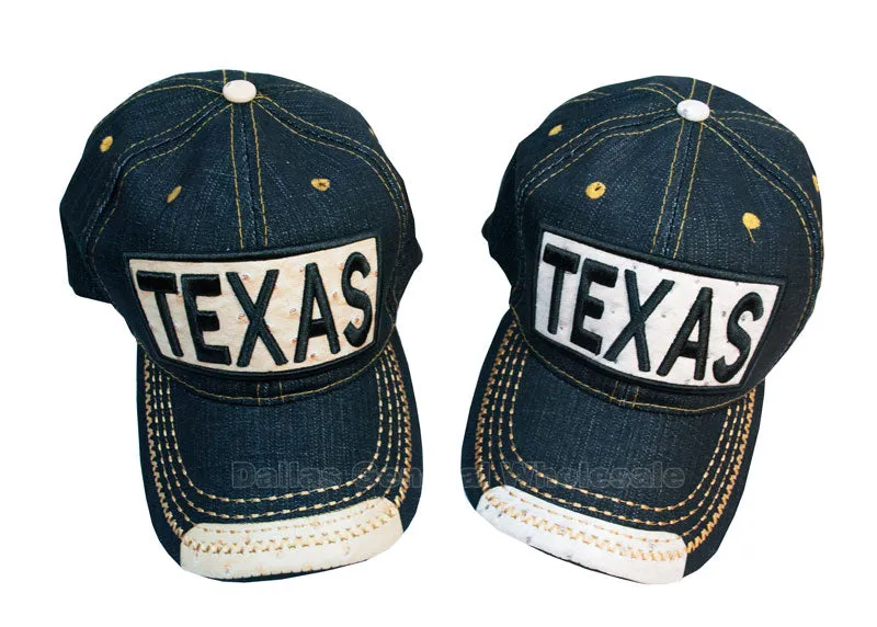 "TEXAS" Denim Baseball Caps Wholesale