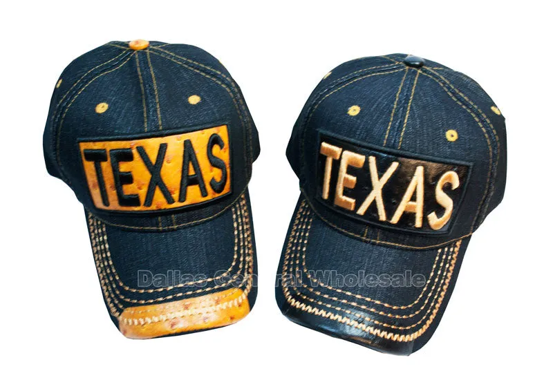"TEXAS" Denim Baseball Caps Wholesale