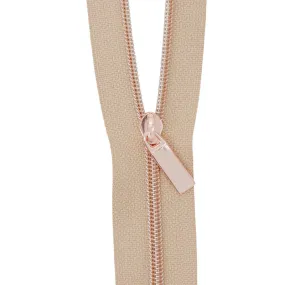 Sallie Tomato #3 Nylon Zipper Tape & Pulls - Natural with Rose Gold Coil