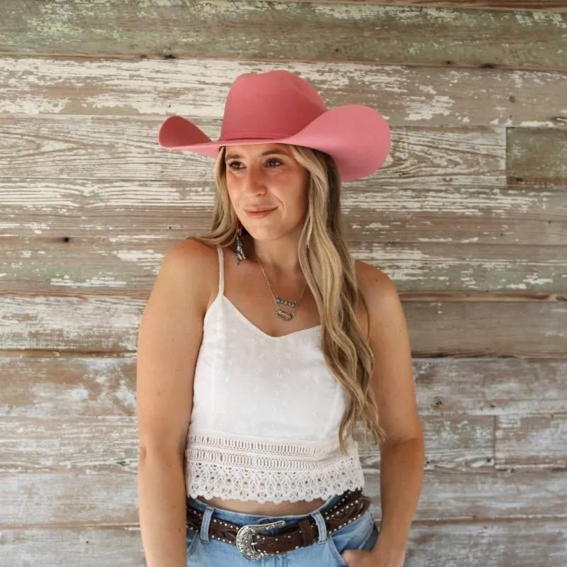 Serratelli Pink Wool Cowboy Hat