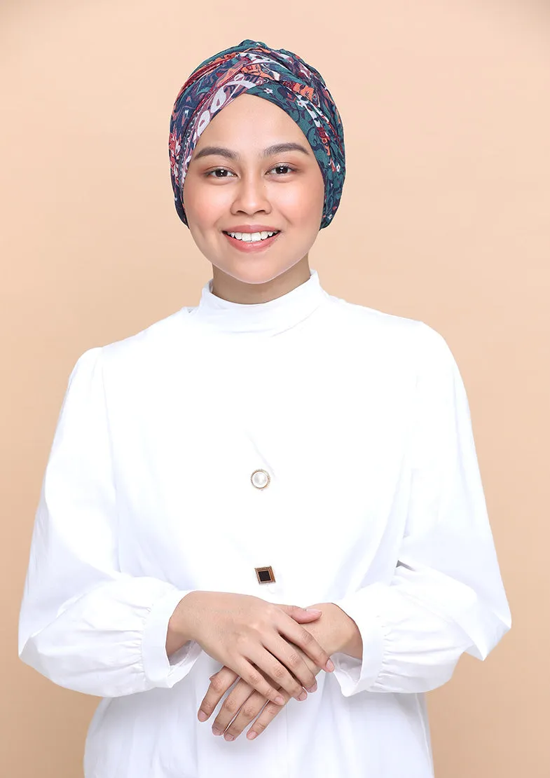 Shahrayar Red- Cap Shawl- Mosaic Chiffon
