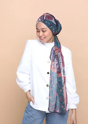 Shahrayar Red- Cap Shawl- Mosaic Chiffon