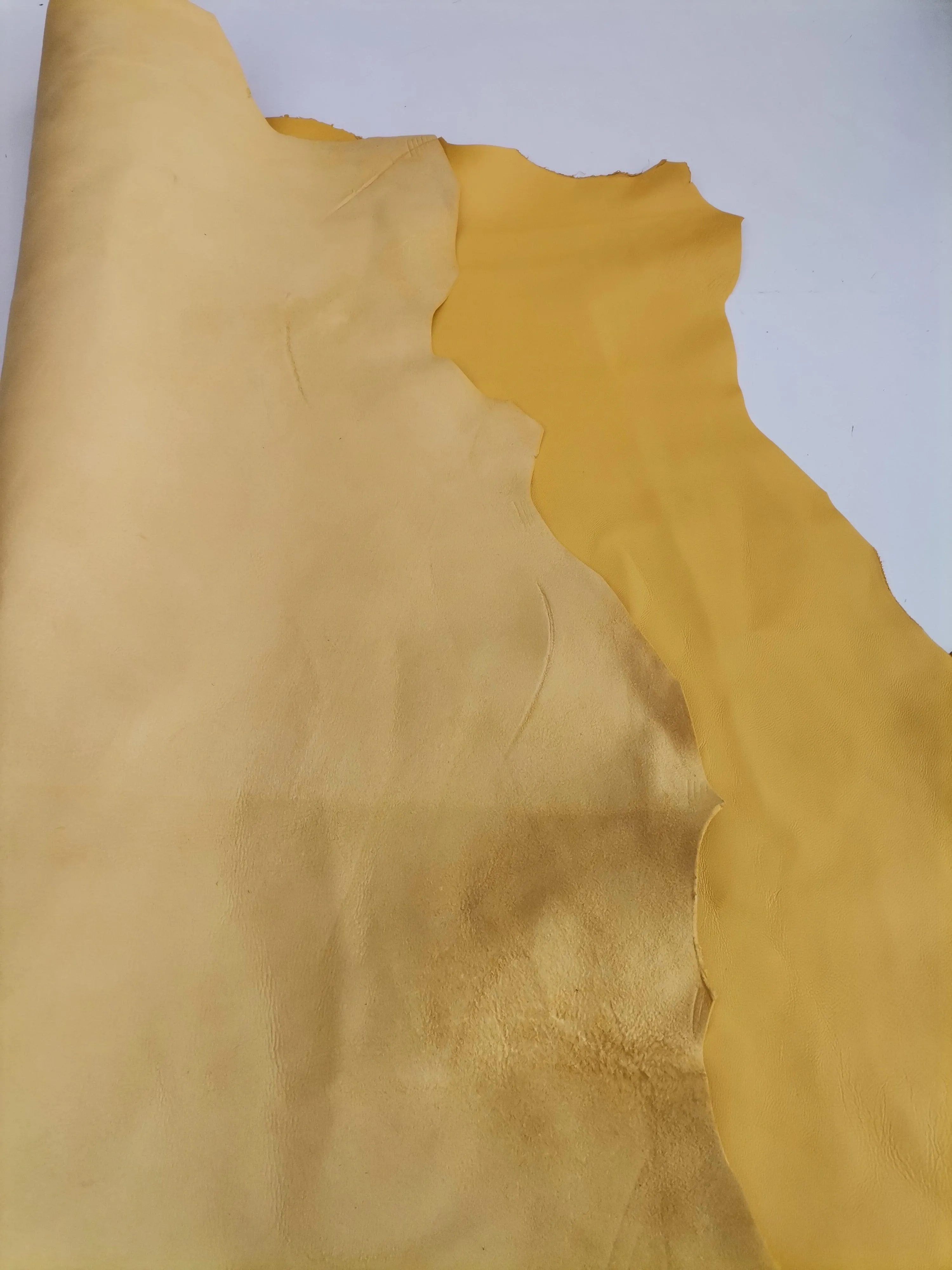 Sheep genuine leather, lambskin nappa leather hide for crafts col. yellow, thick. 0,9mm (2 1/2oz)